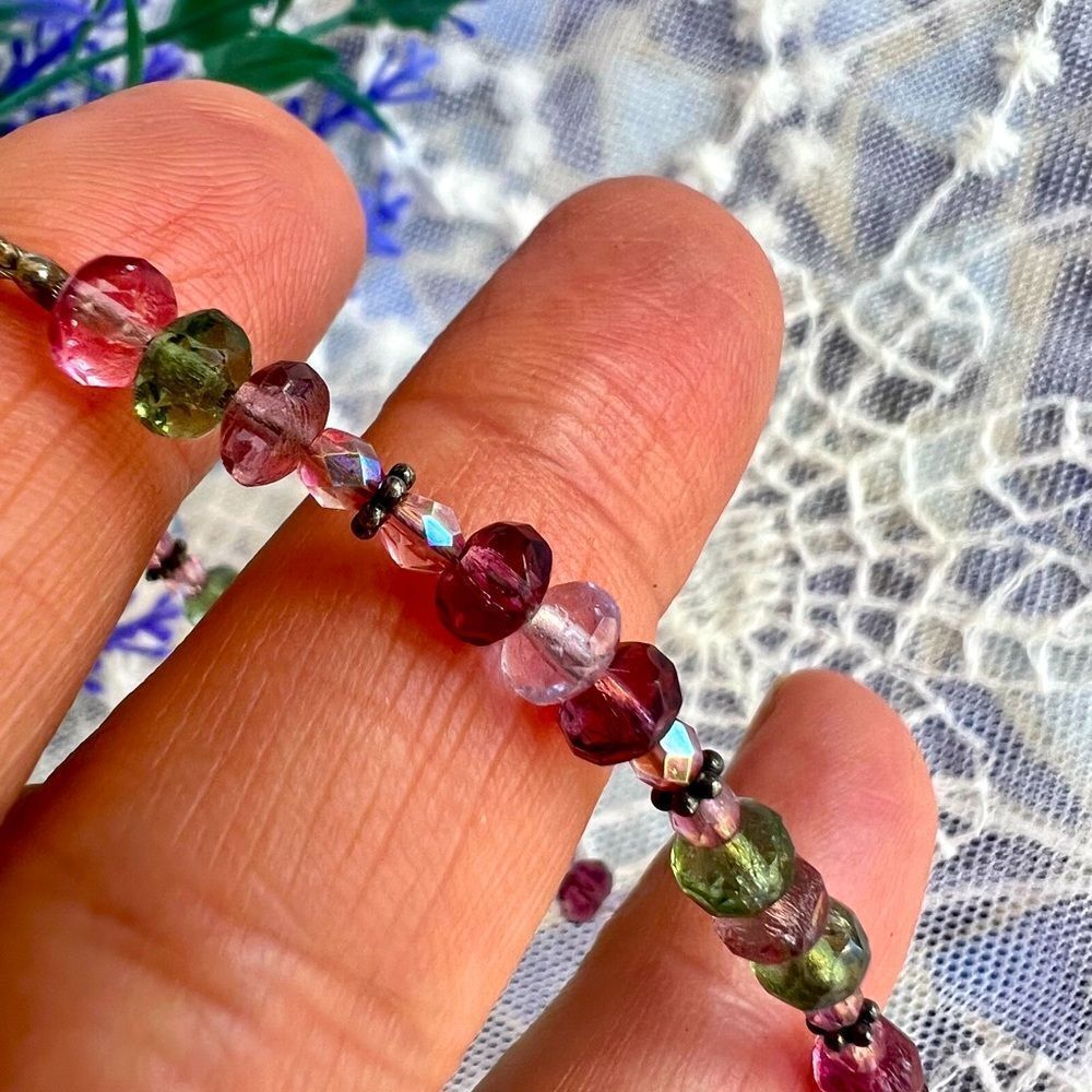 Dainty Vintage Gemstone Bracelet 925 - Picture 5 of 11